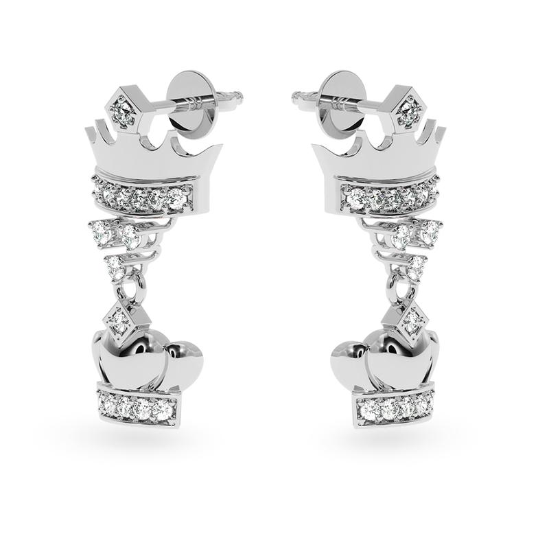 Designer Platinum Diamond Crown Earrings JL PT E LC811   Jewelove.US