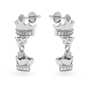 Designer Platinum Diamond Crown Earrings JL PT E LC811   Jewelove.US