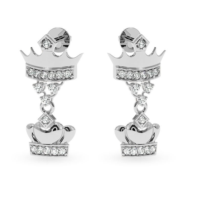 Designer Platinum Diamond Crown Earrings JL PT E LC811  VVS-GH Jewelove.US