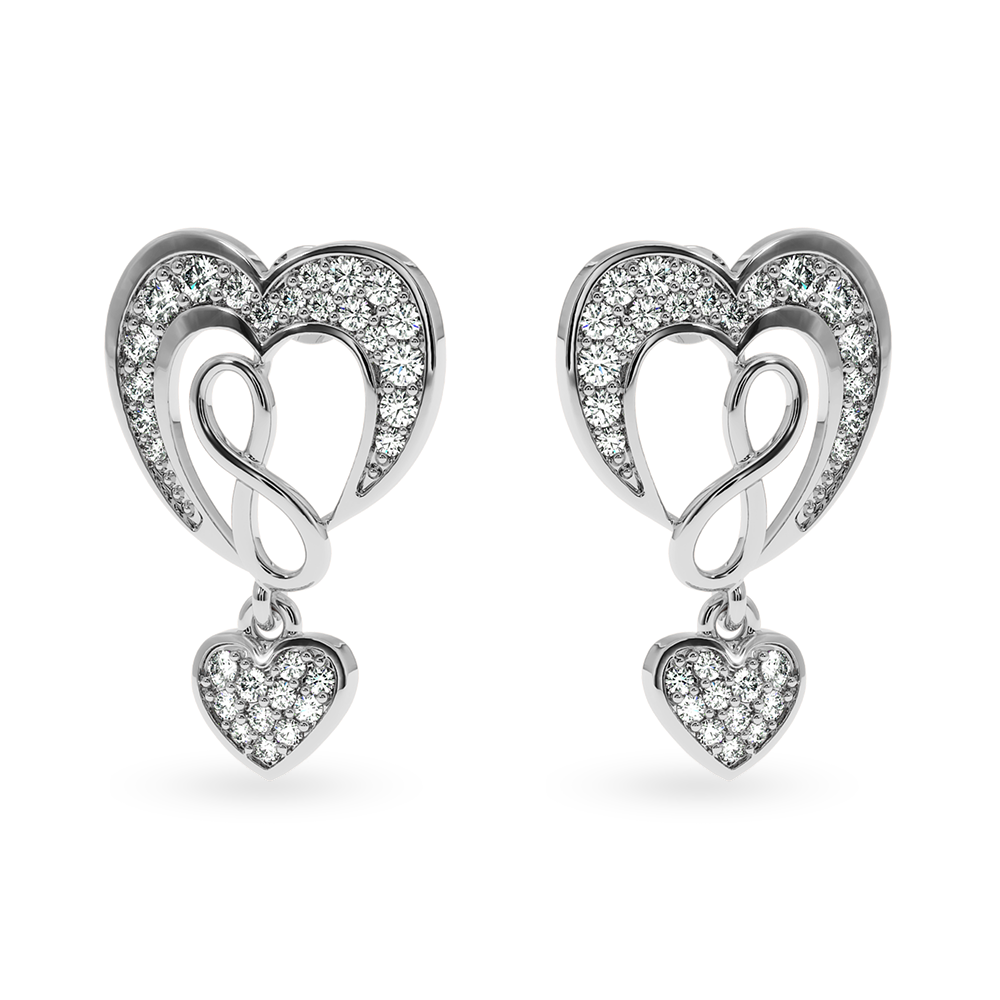 Designer Platinum Diamond Heart Earrings JL PT E LC813