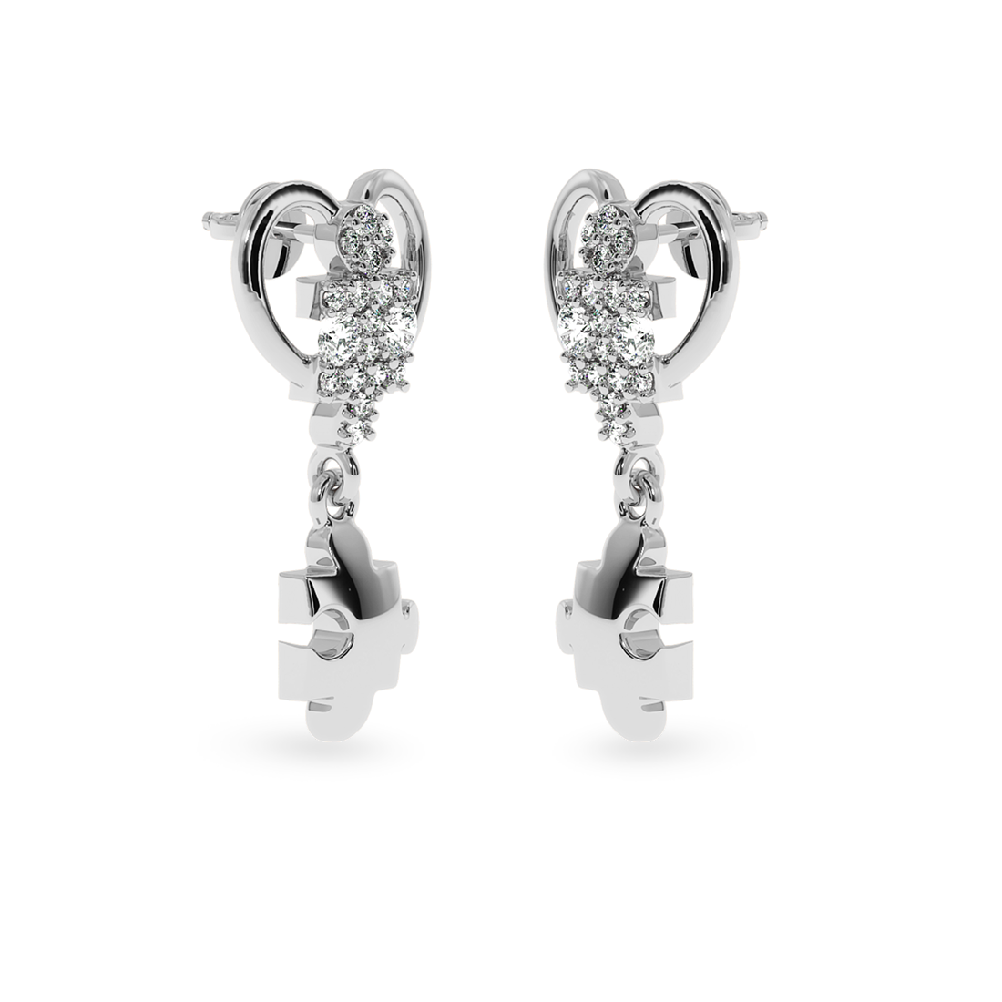 Designer Platinum Diamond Heart Earrings JL PT E LC823