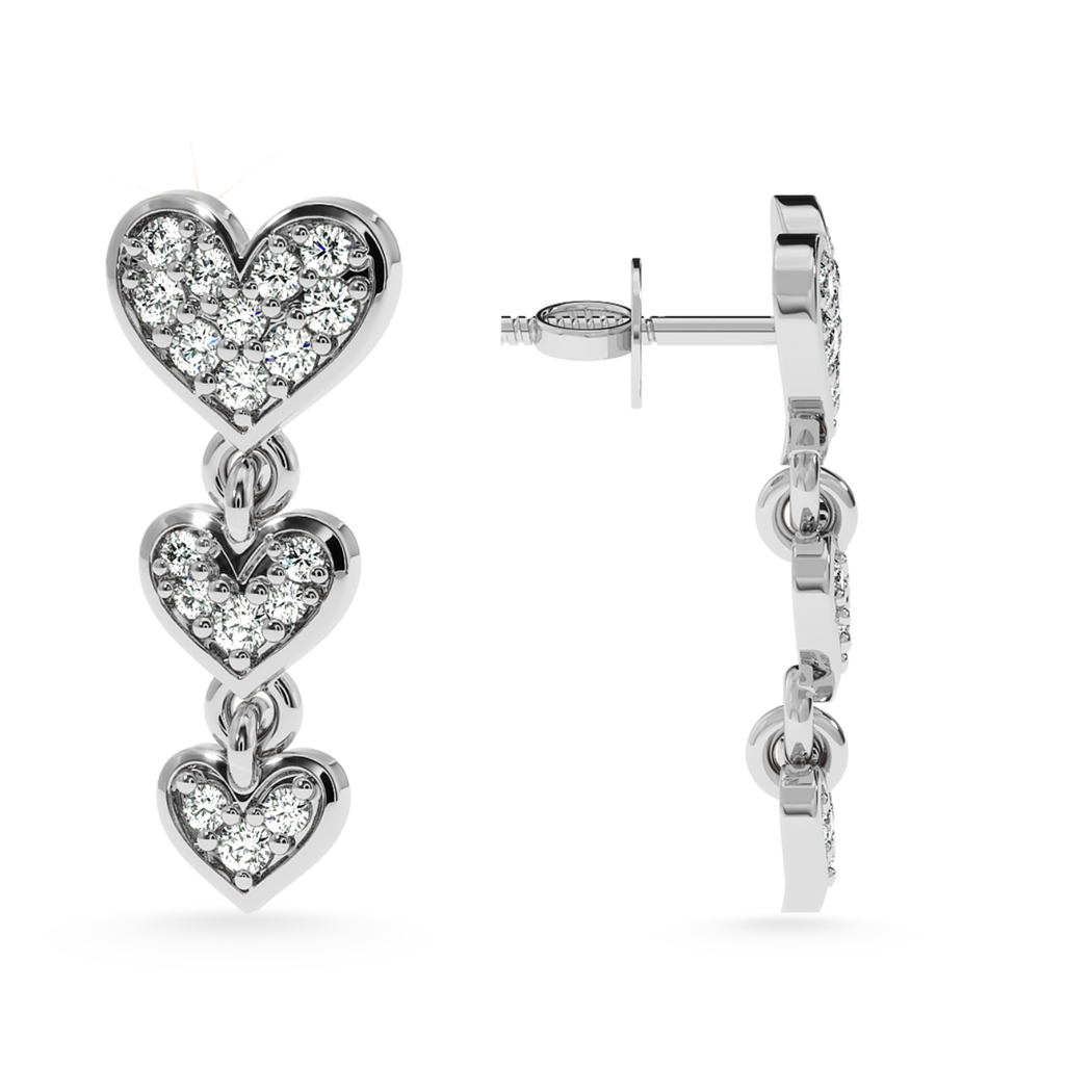 LOUIS VUITTON Inclusion Heart Earrings White 96813