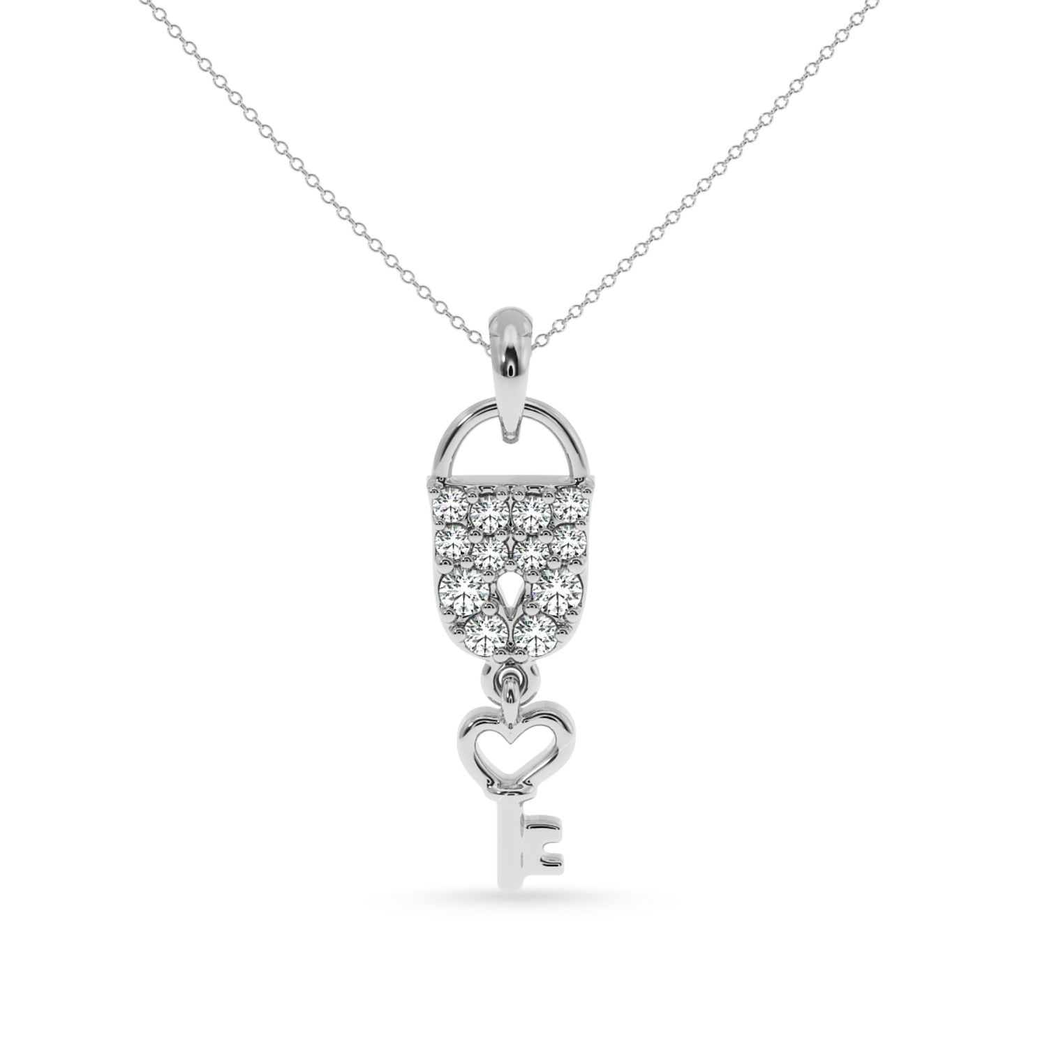 Platinum Diamond Lock Key Pendant for Women JL PT P LC915