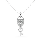 Load image into Gallery viewer, Platinum Diamond Lock Key Pendant for Women JL PT P LC915
