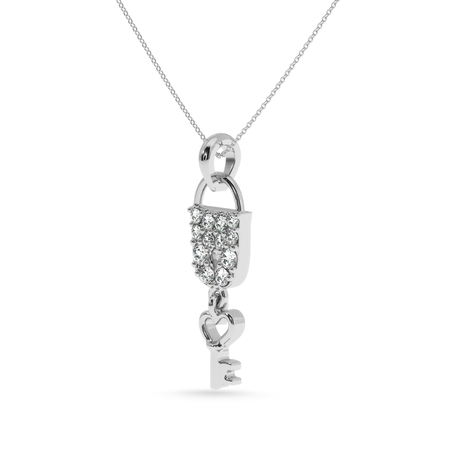 Platinum Diamond Lock Key Pendant for Women JL PT P LC915