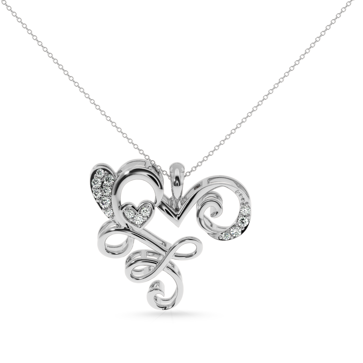 Designer Platinum Heart Diamond Pendant for Women JL PT P LC928