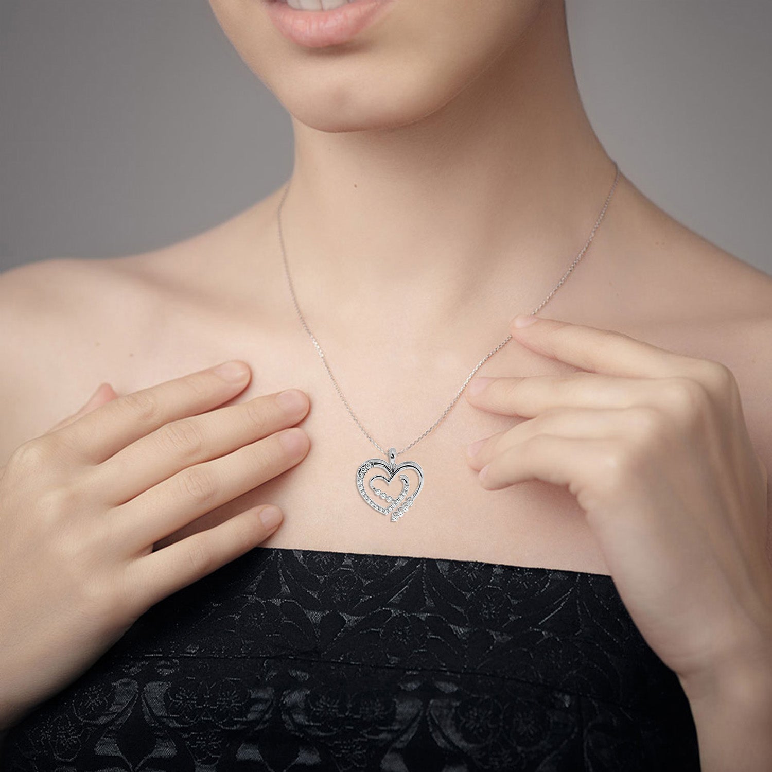 Designer Platinum Heart Diamond Pendant for Women JL PT P LC930
