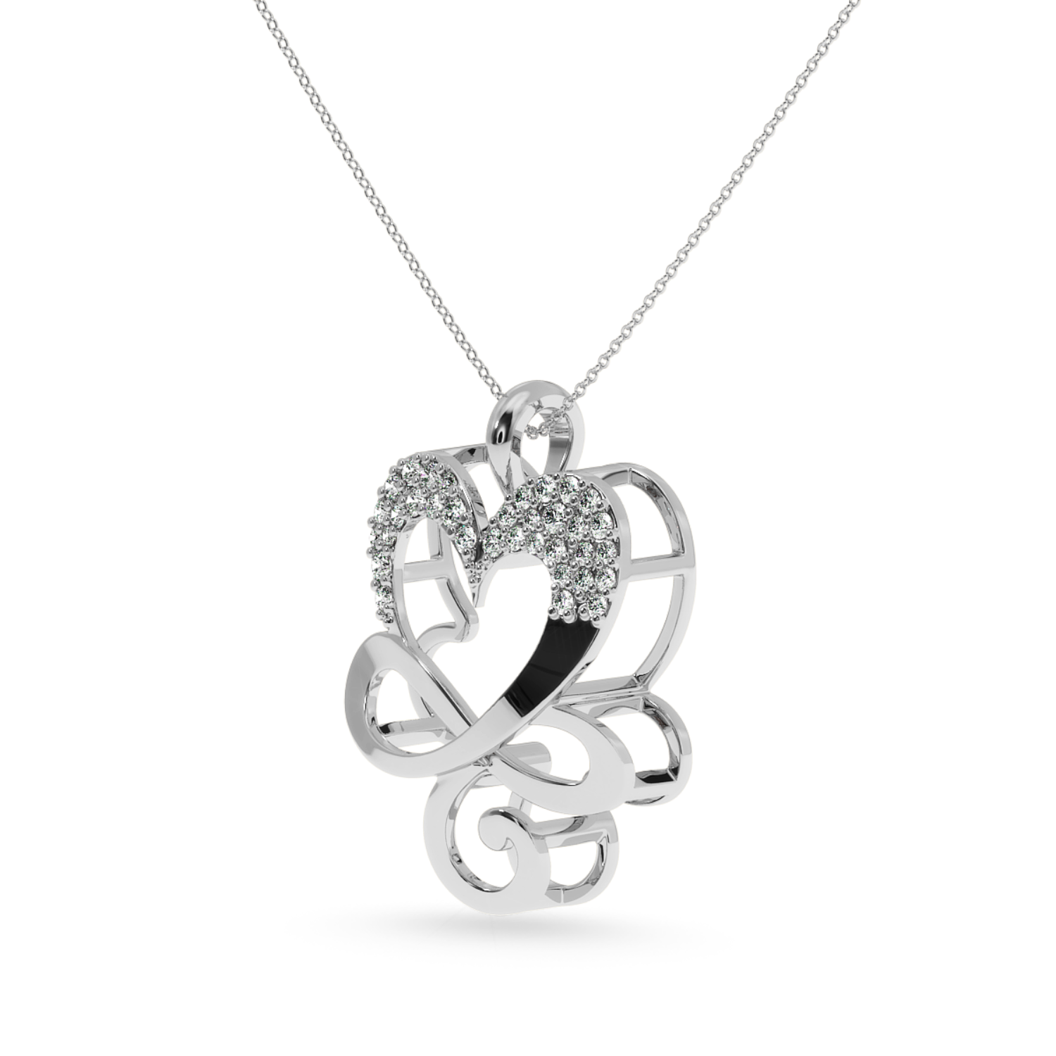 Designer Platinum Heart Diamond Pendant for Women JL PT P LC940