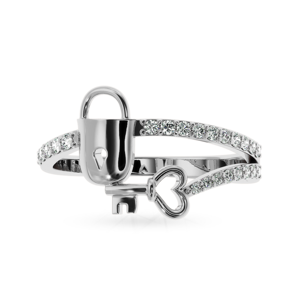 Designer Platinum Diamond Lock Key Ring for Women JL PT LC885  VVS-GH Jewelove