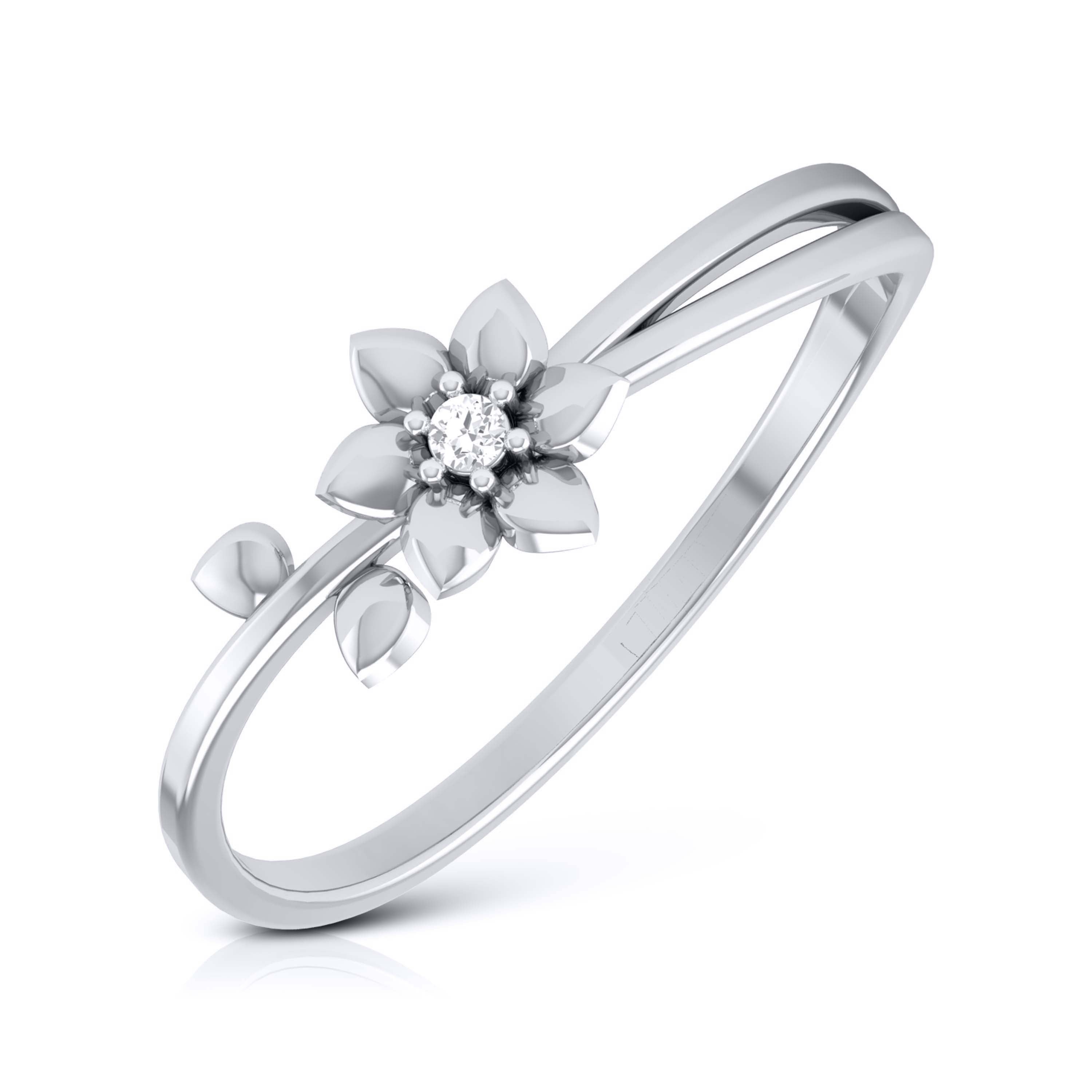 Platinum Single Diamond Flower Ring for Women JL PT LR 29   Jewelove.US