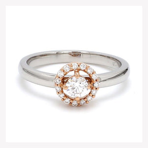 20 Pointer Halo Diamond Solitaire Platinum Engagement Ring JL PT 582