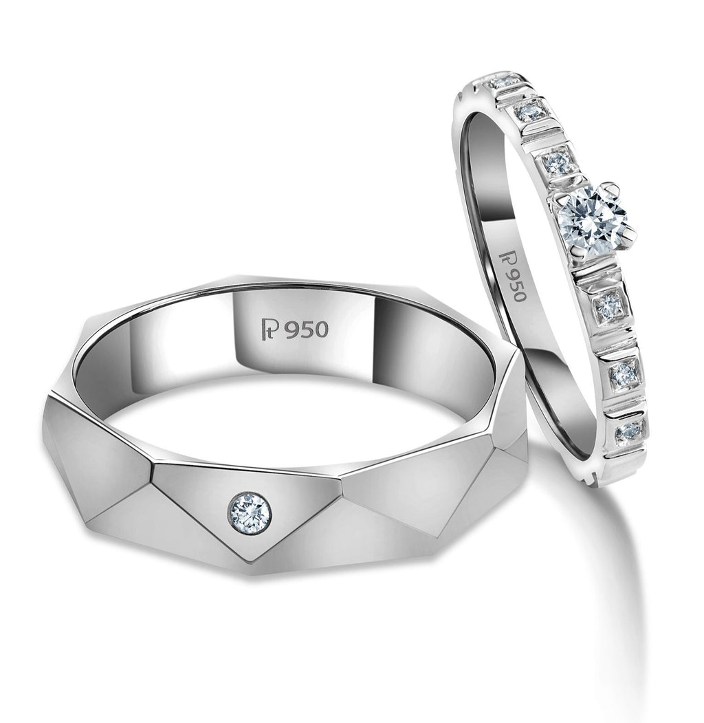 Poles Apart Designer Platinum Couple Rings with Diamonds JL PT 957  Both-VVS-GH Jewelove.US