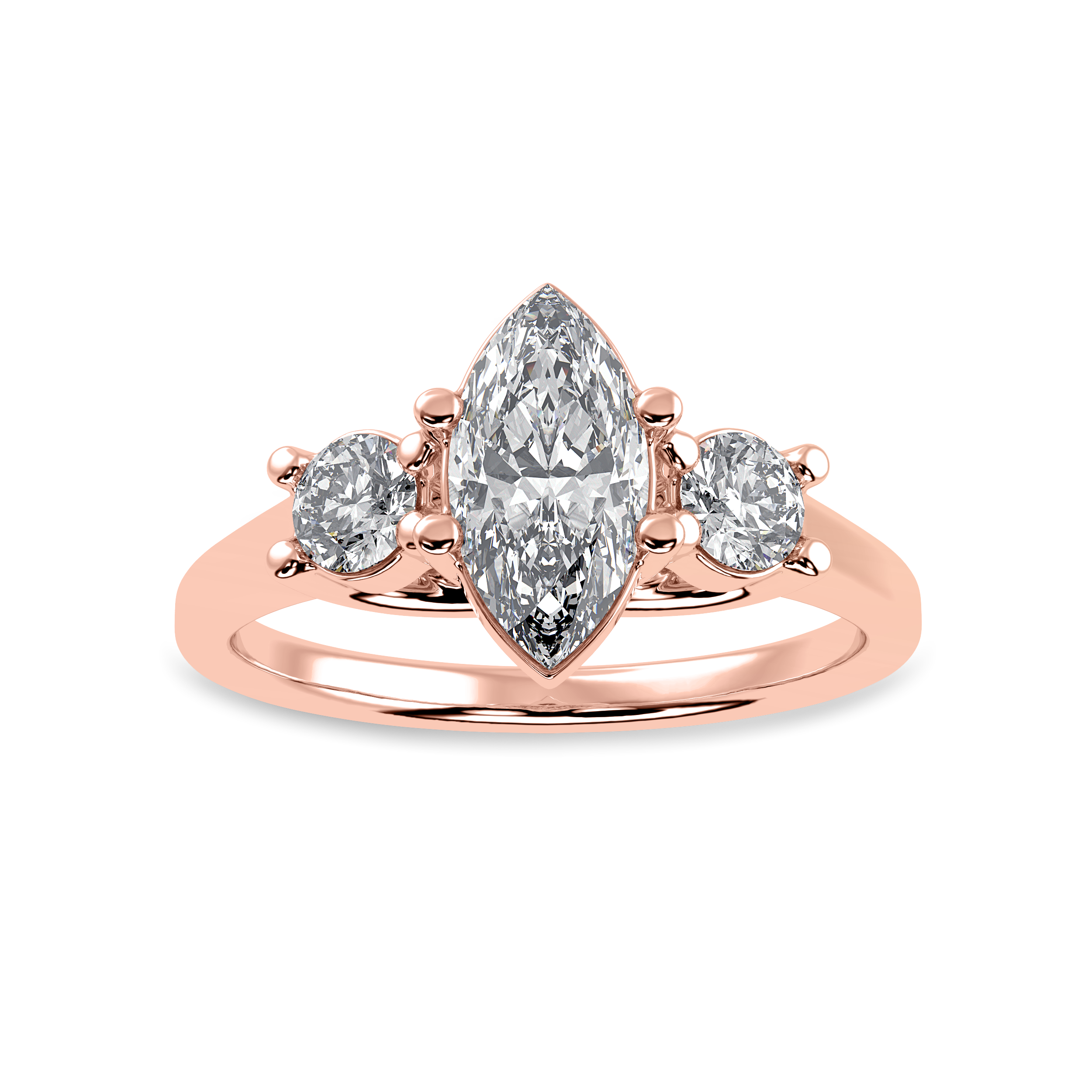 70-Pointer Marquise Cut Solitaire Diamond Accents 18K Rose Gold Ring JL AU 1236R-B   Jewelove.US