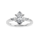 Load image into Gallery viewer, 30-Pointer Marquise Cut Solitaire with Baguette Diamond Platinum Ring JL PT 1228   Jewelove.US

