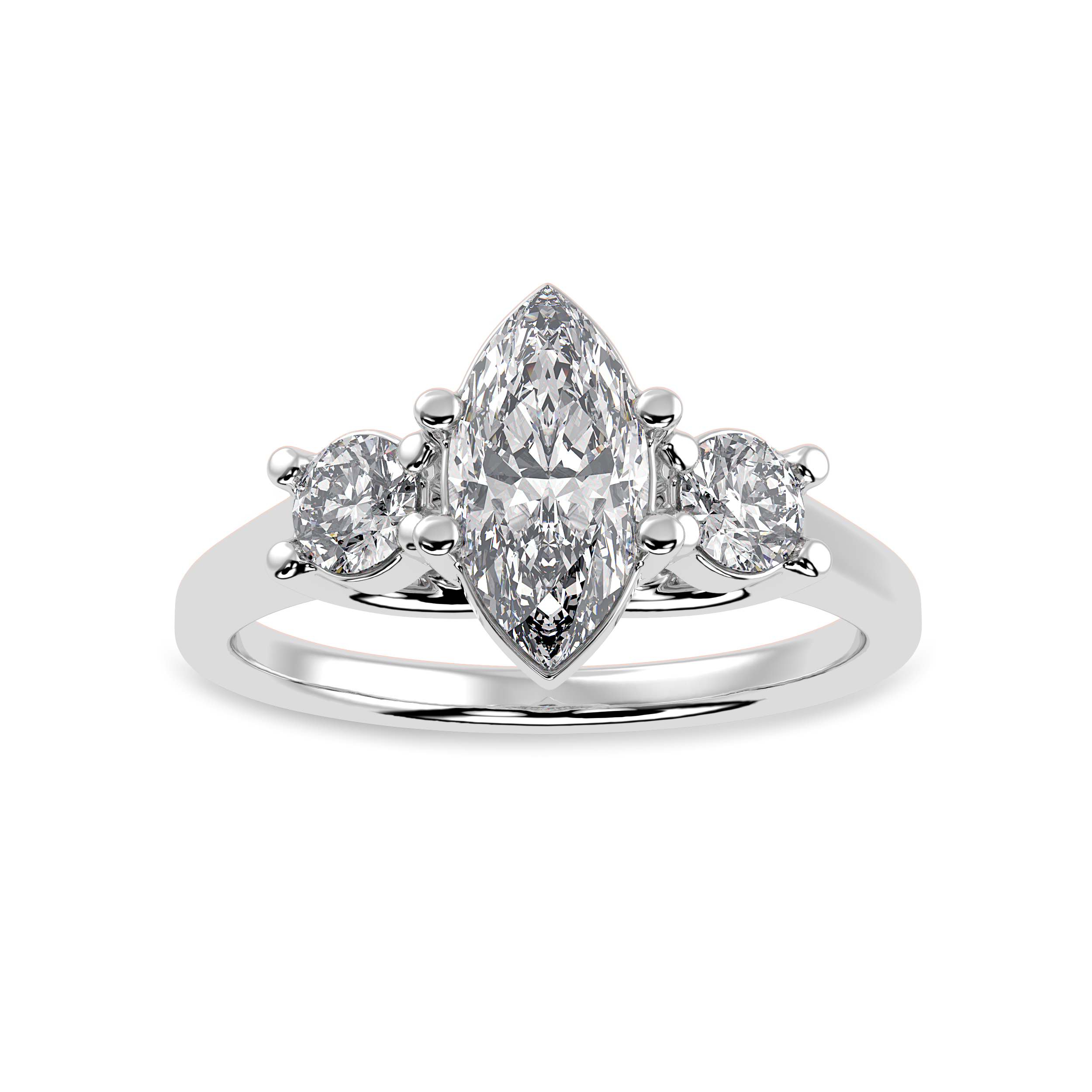 70-Pointer Marquise Cut Solitaire Diamond Accents Platinum Ring JL PT 1236-B   Jewelove.US