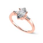 Load image into Gallery viewer, 50-Pointer Marquise Cut Solitaire with Baguette Diamond Accents 18K Rose Gold Ring JL AU 1228R-A   Jewelove.US
