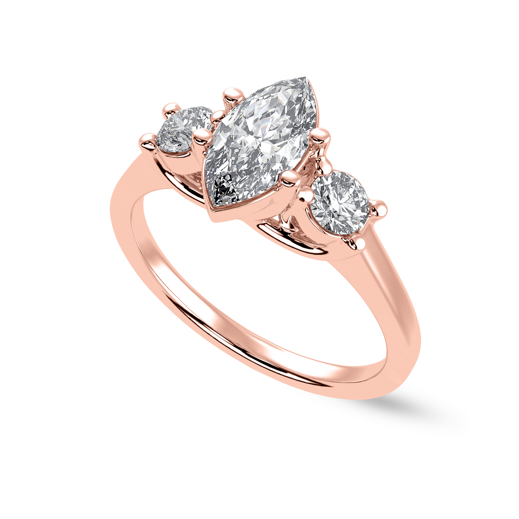 50-Pointer Marquise Cut Solitaire Diamond Accents 18K Rose Gold Ring JL AU 1236R-A   Jewelove.US