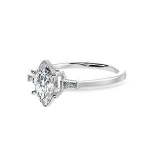 50-Pointer Marquise Cut Solitaire with Baguette Diamond Platinum Ring JL PT 1228-A   Jewelove.US