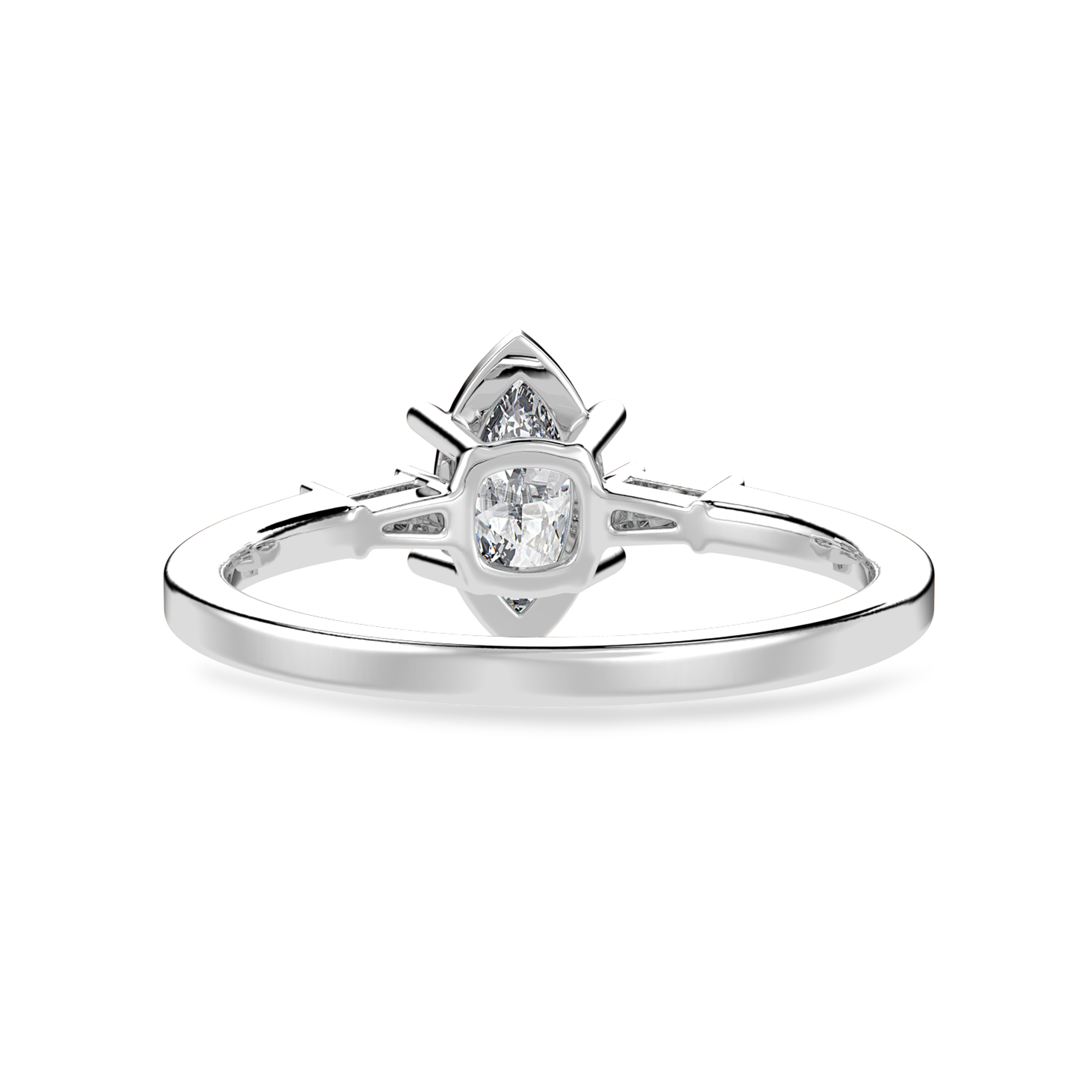 50-Pointer Marquise Cut Solitaire with Baguette Diamond Platinum Ring JL PT 1228-A   Jewelove.US