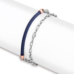 Load image into Gallery viewer, Men of Platinum | Platinum Fabric Link Bracelet with Rose Gold JL PTB 716
