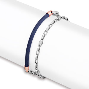 Men of Platinum | Platinum Fabric Link Bracelet with Rose Gold JL PTB 716