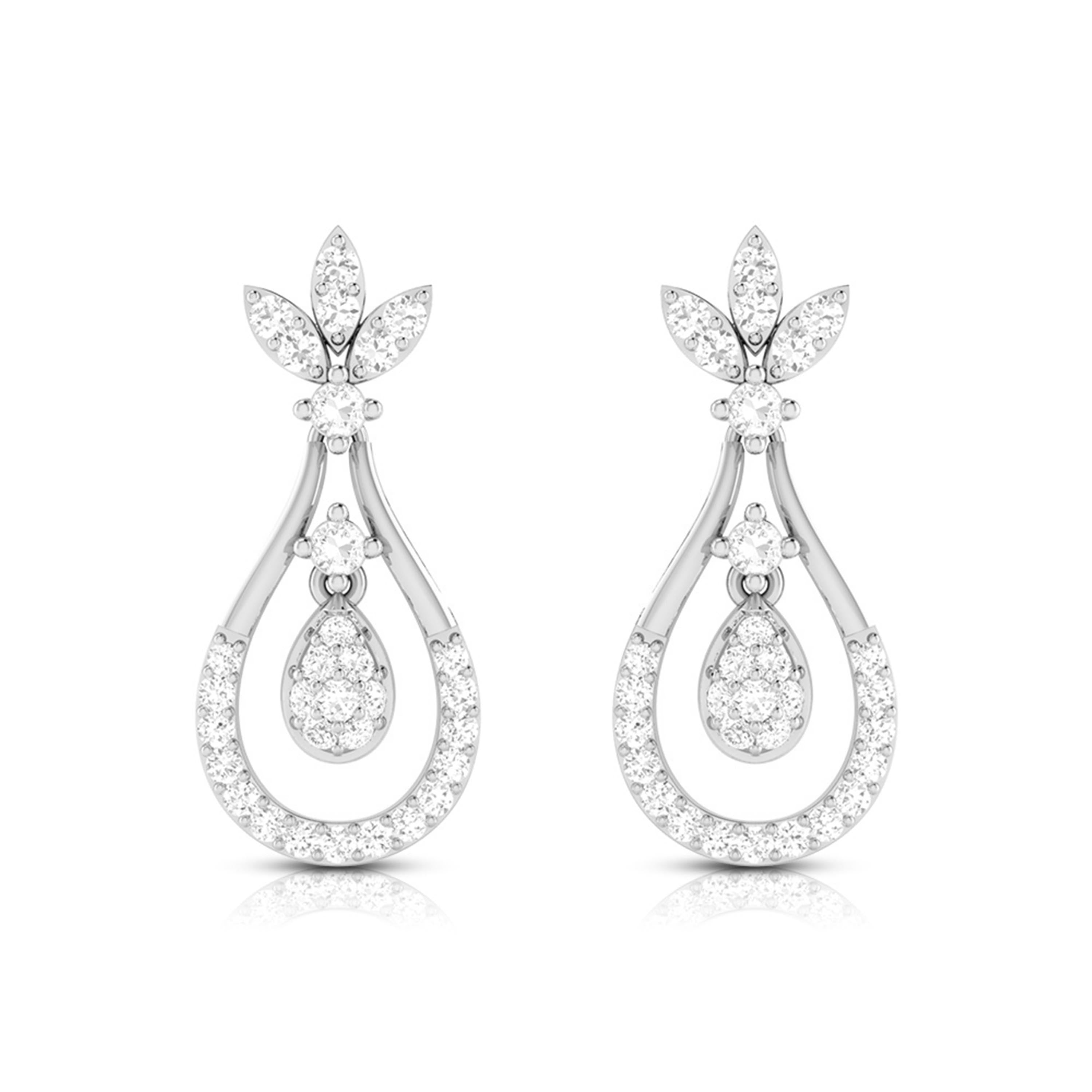Platinum Hanging Clusters Earrings with Diamonds for Women JL PT E N-11  VVS-GH Jewelove.US