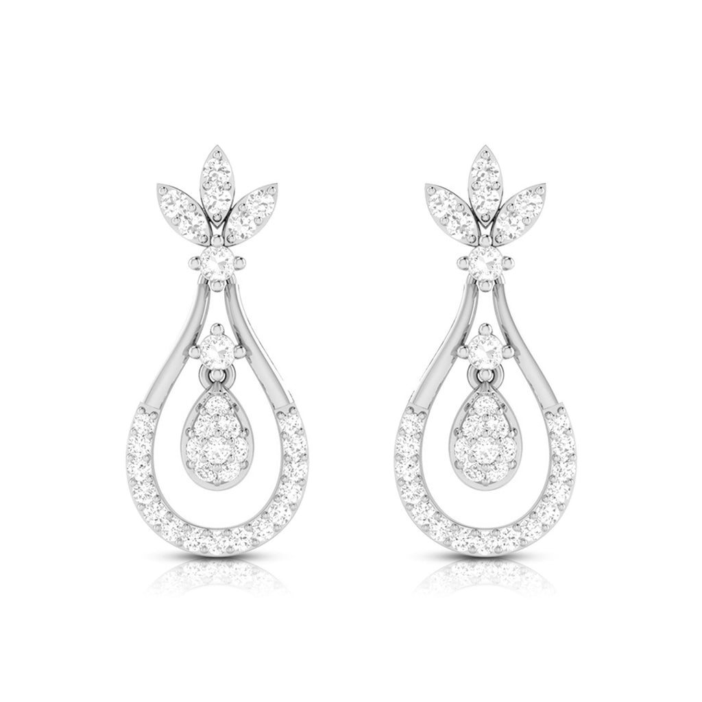 Platinum Hanging Clusters Earrings with Diamonds for Women JL PT E N-11  VVS-GH Jewelove.US