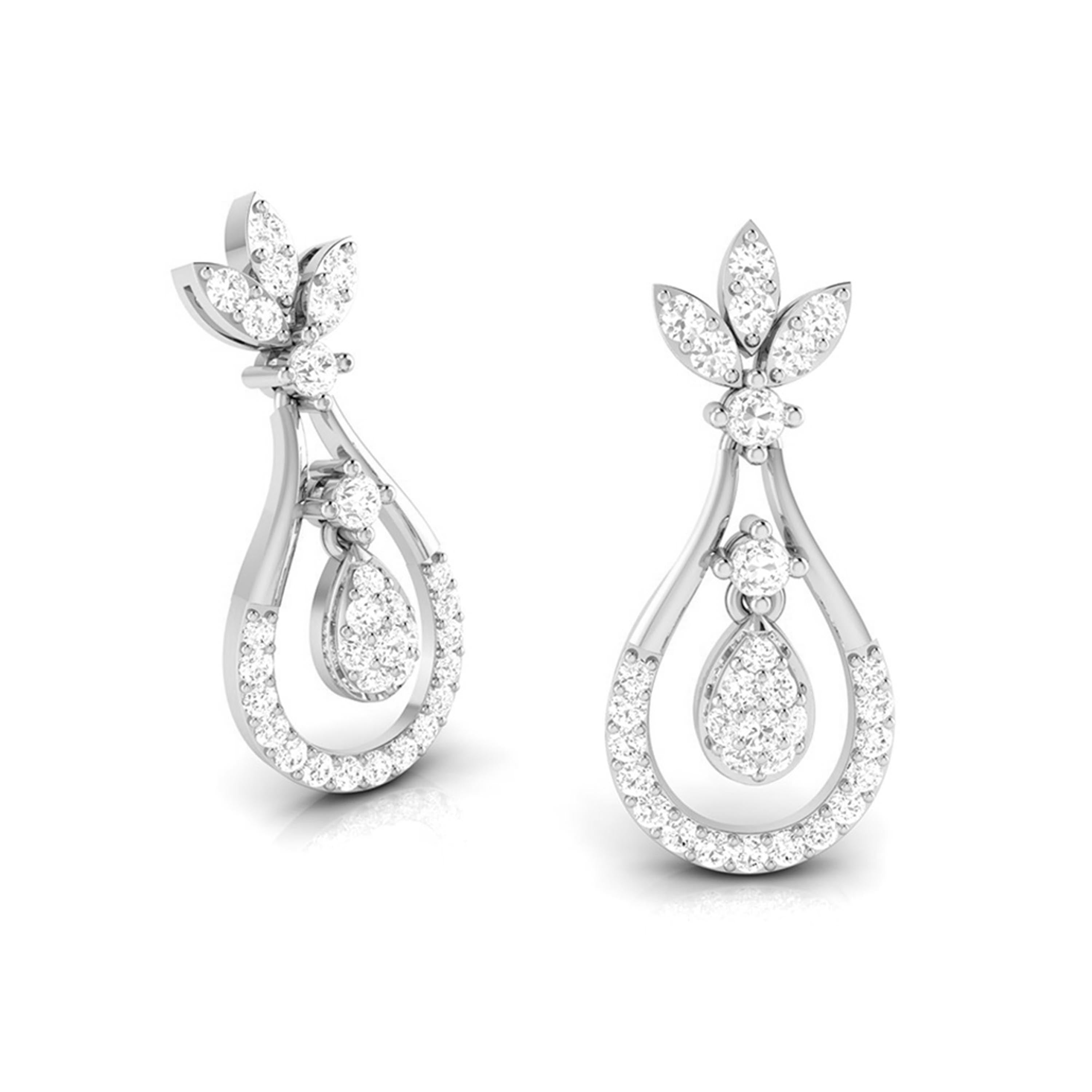 Platinum Hanging Clusters Earrings with Diamonds for Women JL PT E N-11   Jewelove.US
