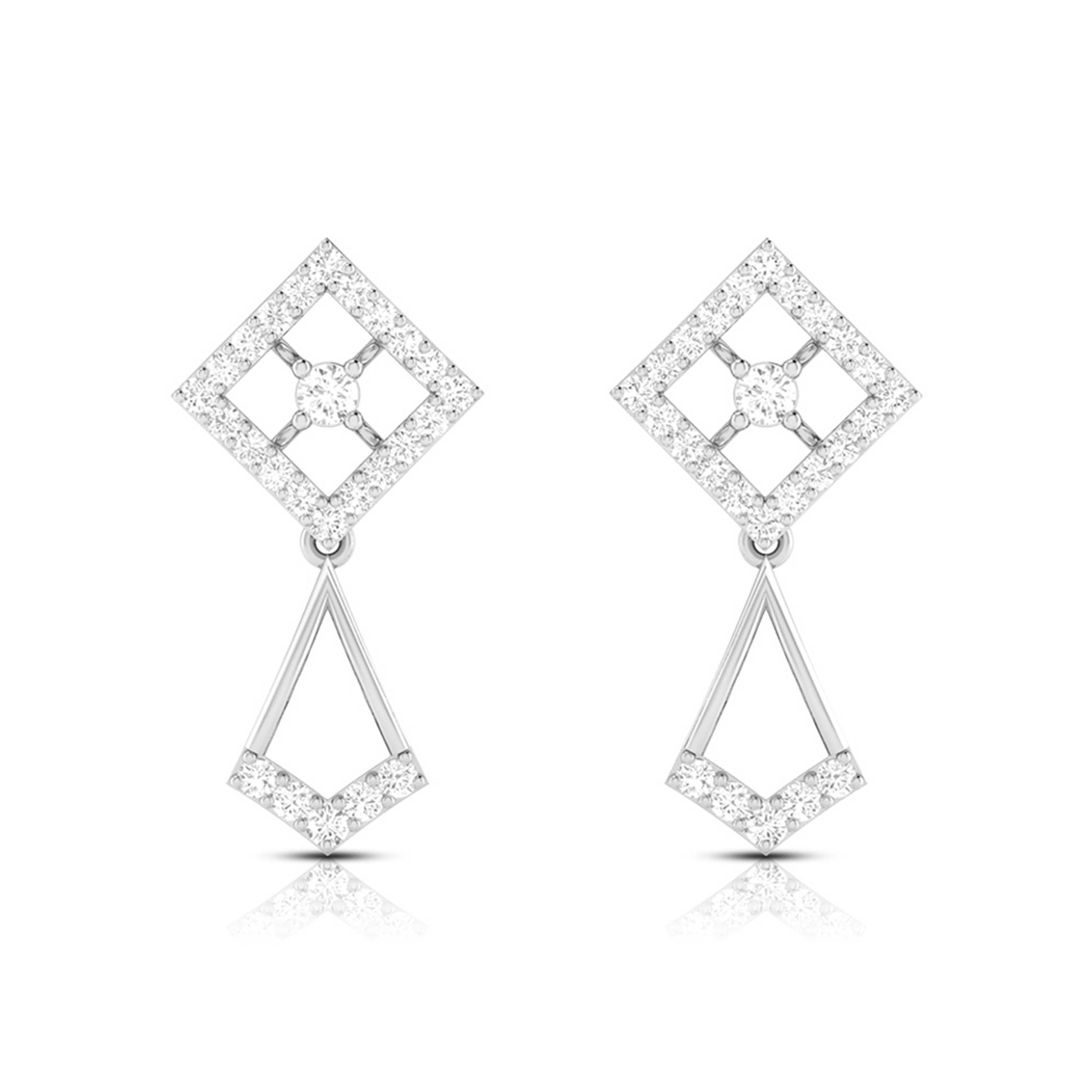 Platinum Hanging Clusters Earrings with Diamonds for Women JL PT E N-21