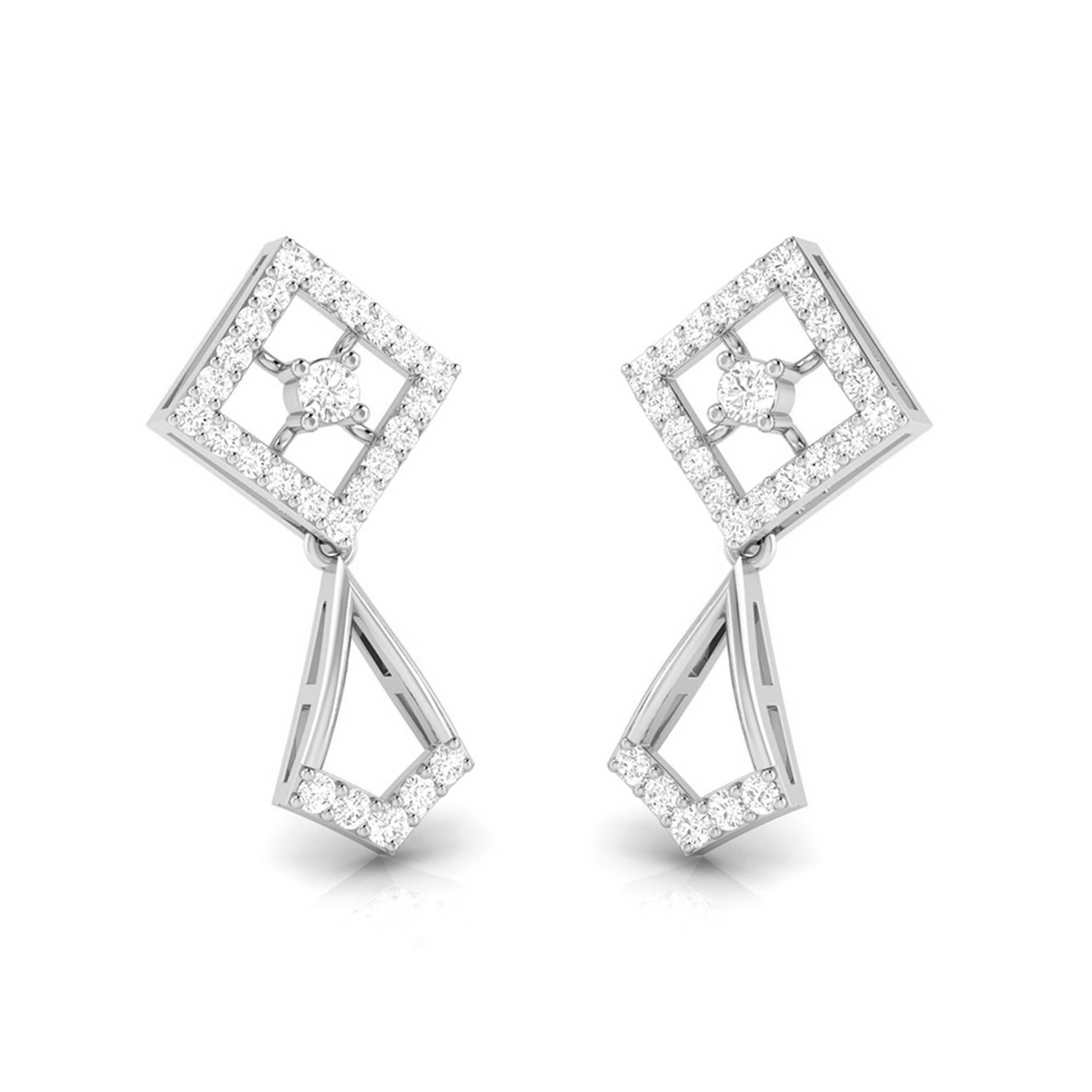 Platinum Hanging Clusters Earrings with Diamonds for Women JL PT E N-21   Jewelove.US