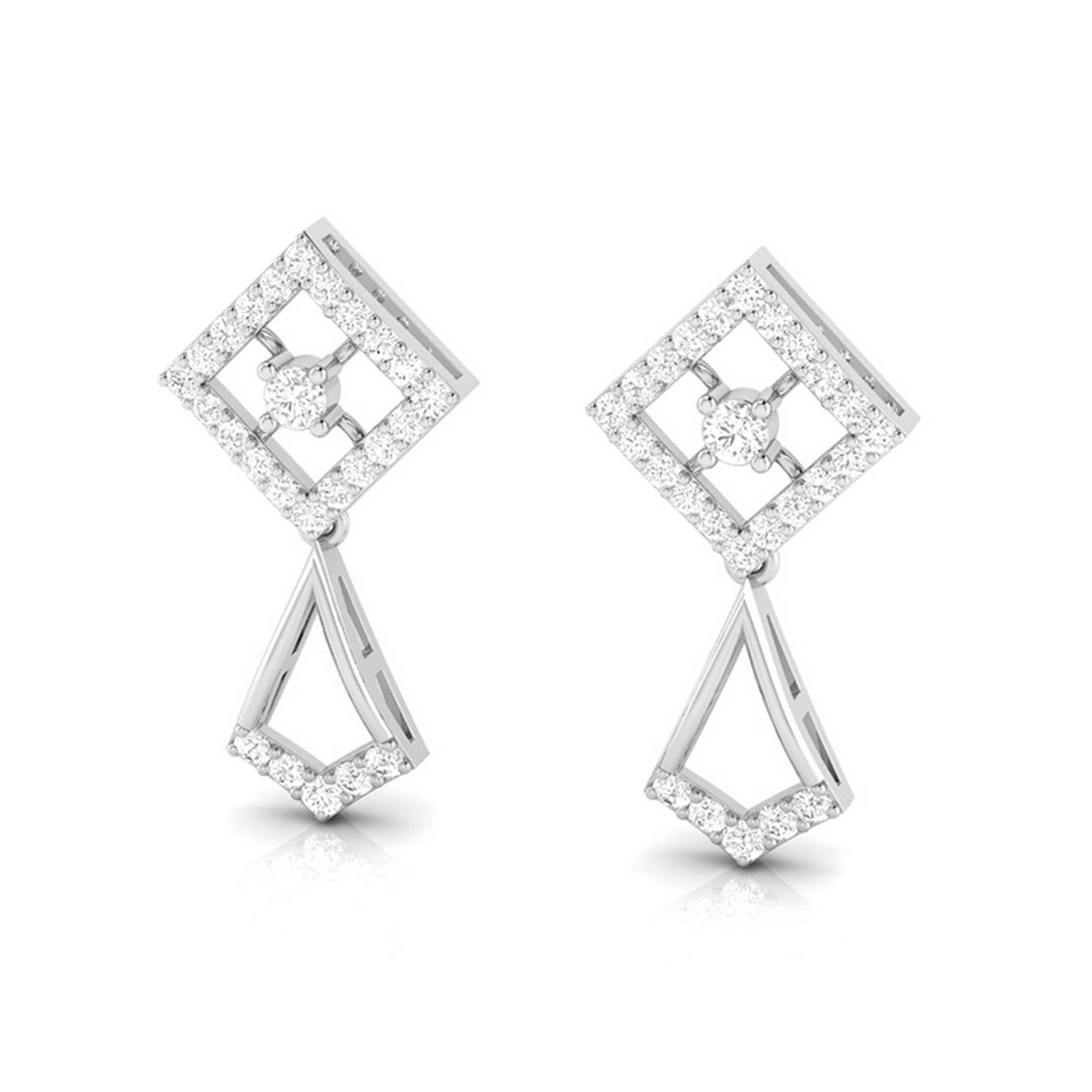 Platinum Hanging Clusters Earrings with Diamonds for Women JL PT E N-21