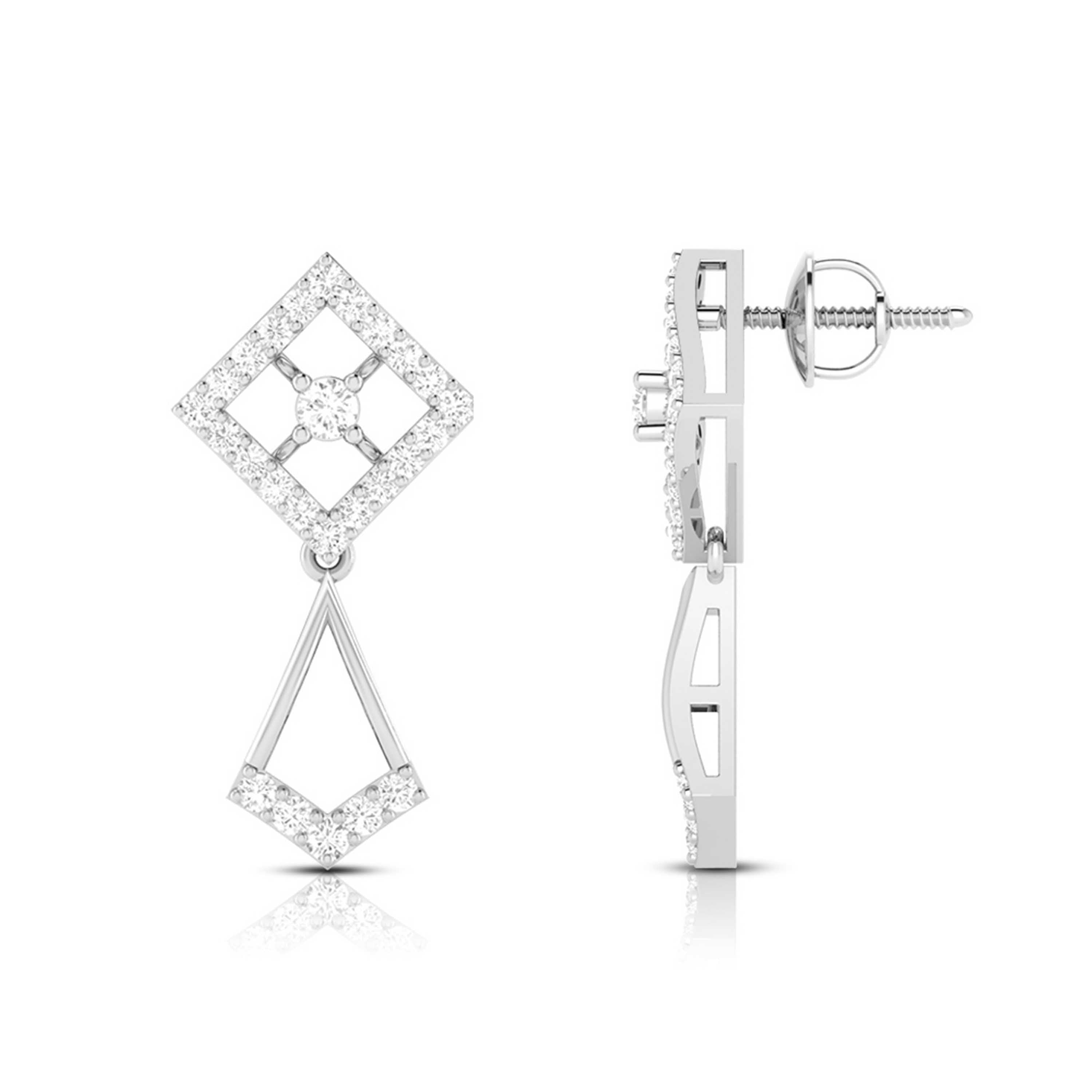 Platinum Hanging Clusters Earrings with Diamonds for Women JL PT E N-21   Jewelove.US