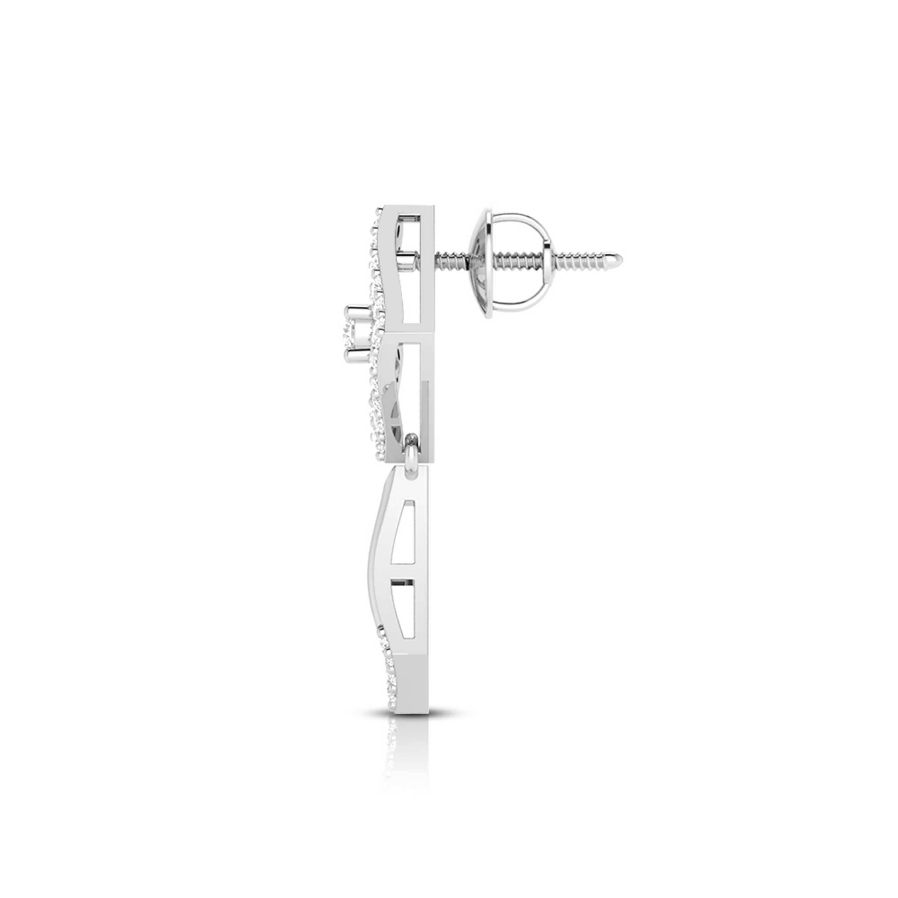 Platinum Hanging Clusters Earrings with Diamonds for Women JL PT E N-21