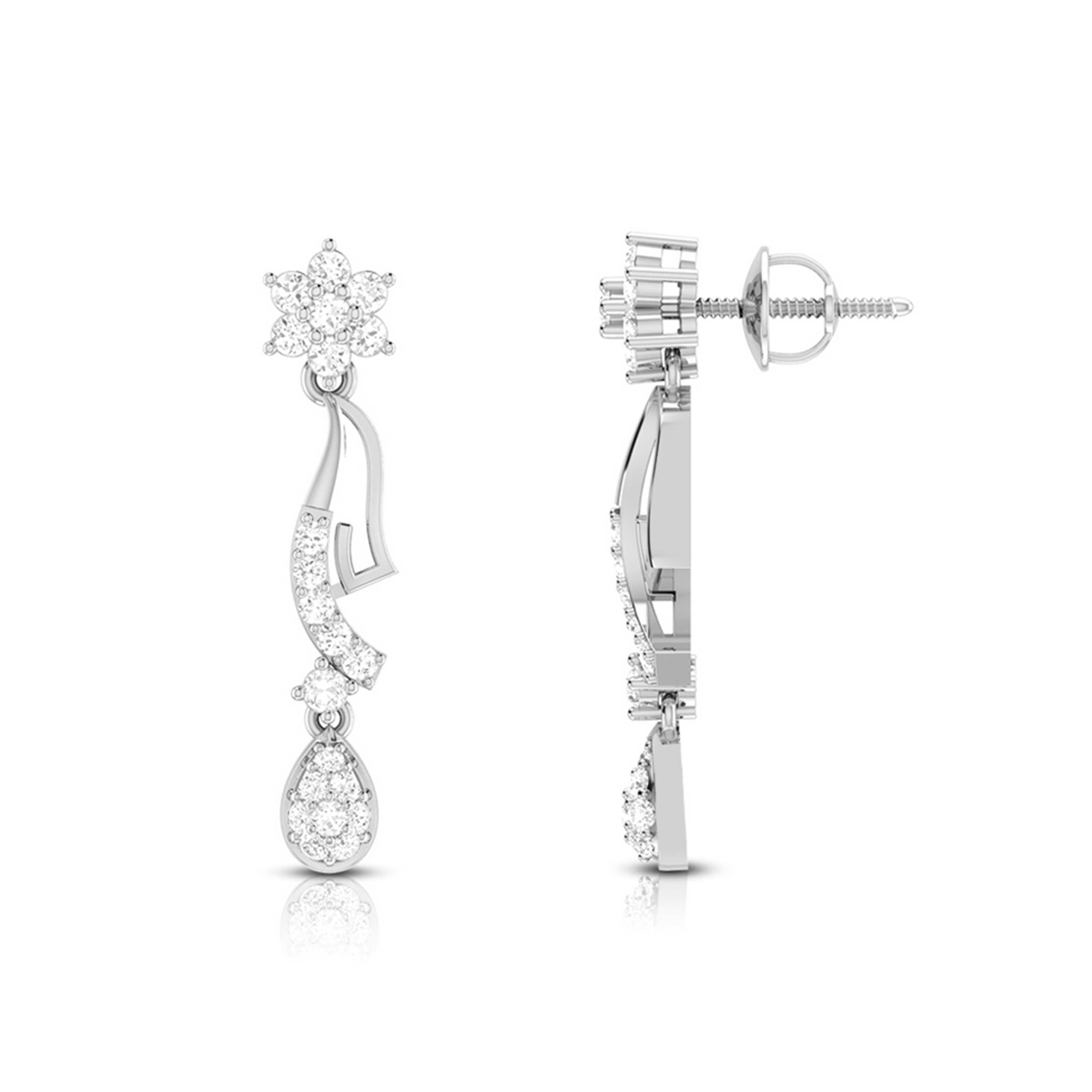 Designer Beautiful Platinum Earrings with Diamonds for Women JL PT E N-33