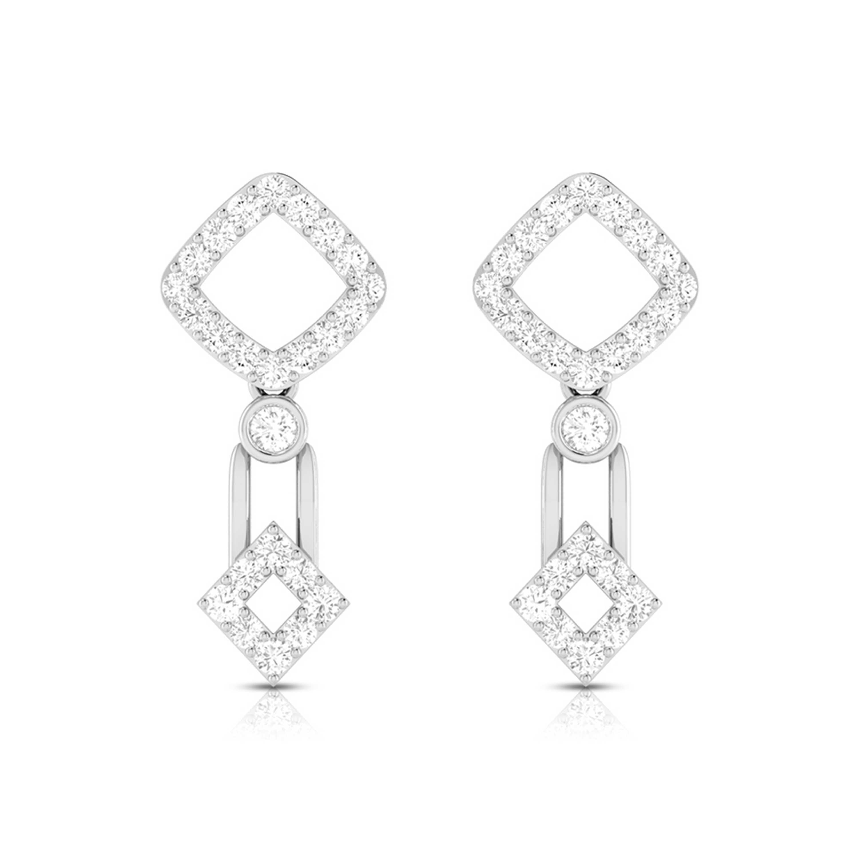 Beautiful Hanging Clusters Platinum Earrings with Diamonds for Women JL PT E N-39