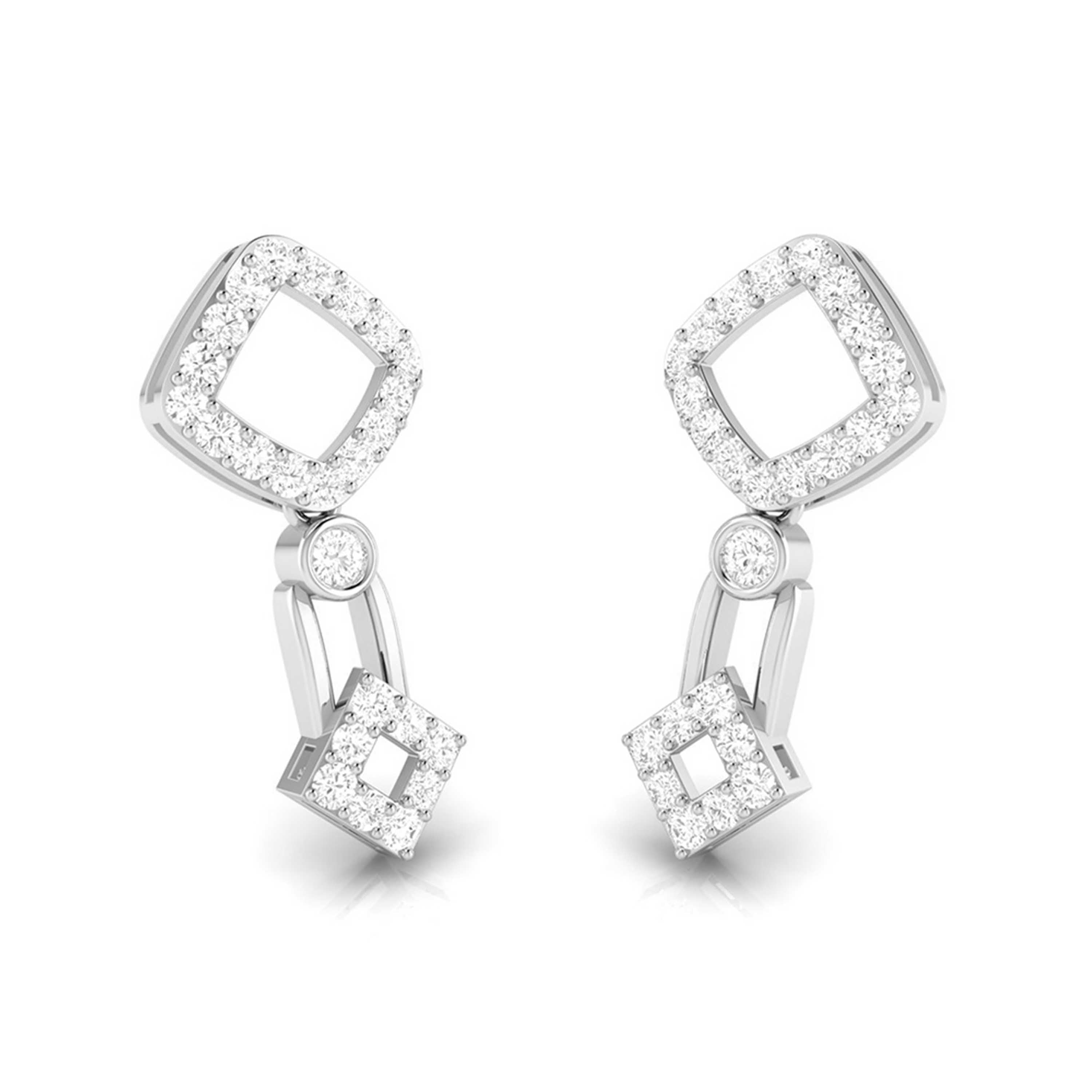 Beautiful Hanging Clusters Platinum Earrings with Diamonds for Women JL PT E N-39