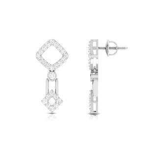 Beautiful Hanging Clusters Platinum Earrings with Diamonds for Women JL PT E N-39