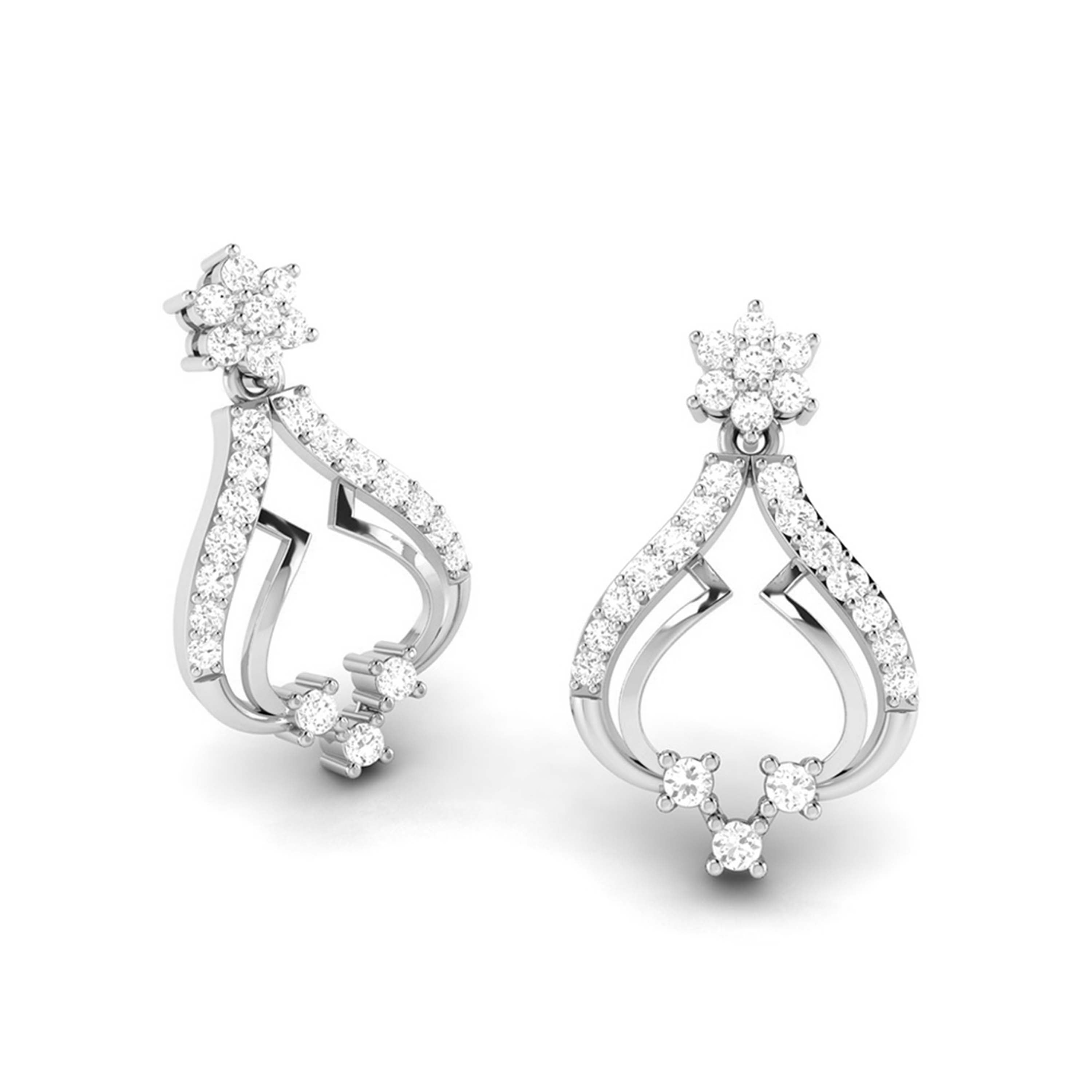 Designer Platinum Earrings with Diamonds for Women JL PT E N-3   Jewelove.US