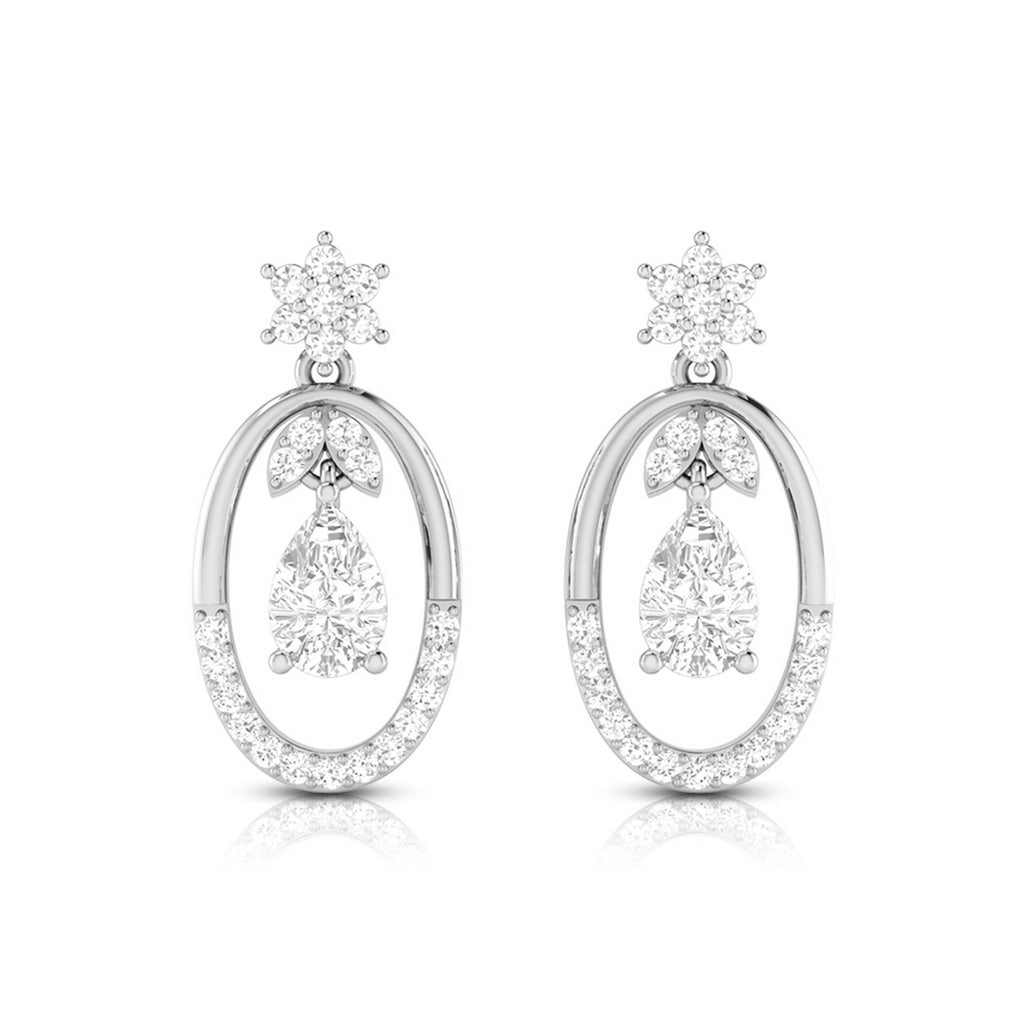 Platinum Oval Shape Earrings with Diamonds for Women JL PT E N-43  VVS-GH Jewelove.US