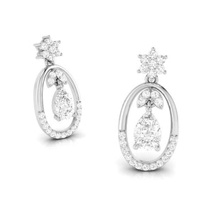 Platinum Oval Shape Earrings with Diamonds for Women JL PT E N-43   Jewelove.US
