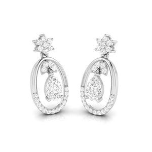 Platinum Oval Shape Earrings with Diamonds for Women JL PT E N-43   Jewelove.US