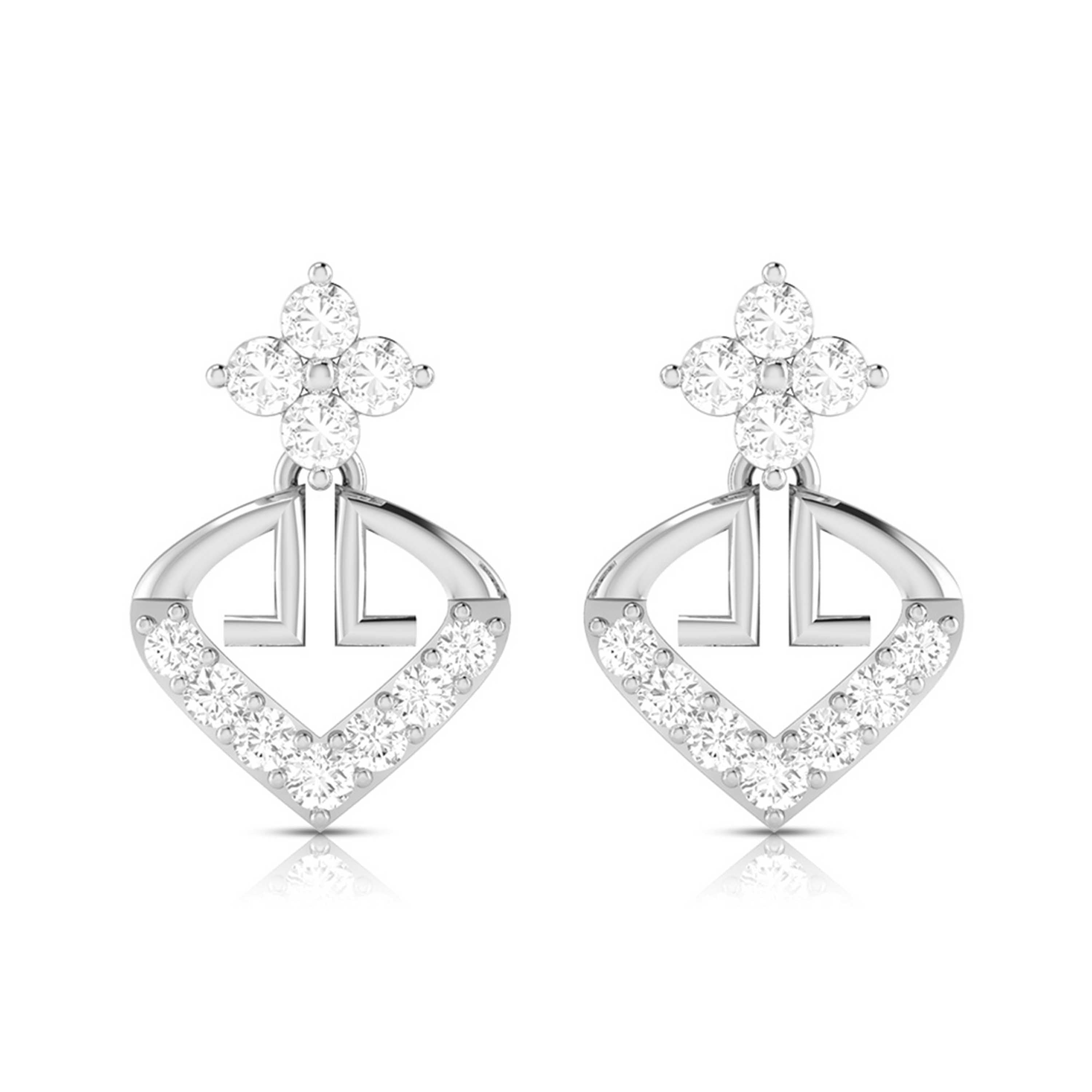 Designer Platinum Earrings with Diamonds for Women JL PT E N-48
