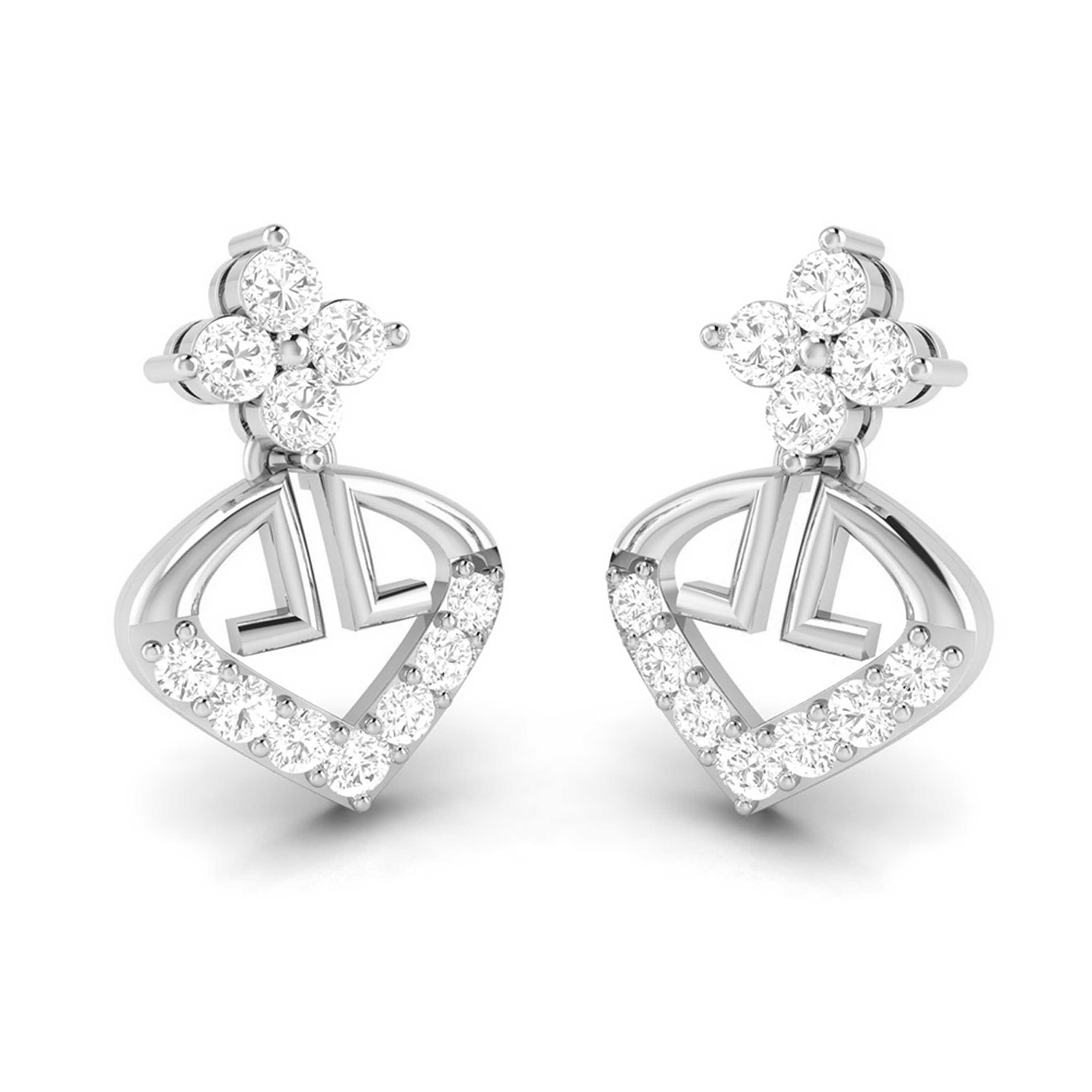 Designer Platinum Earrings with Diamonds for Women JL PT E N-48