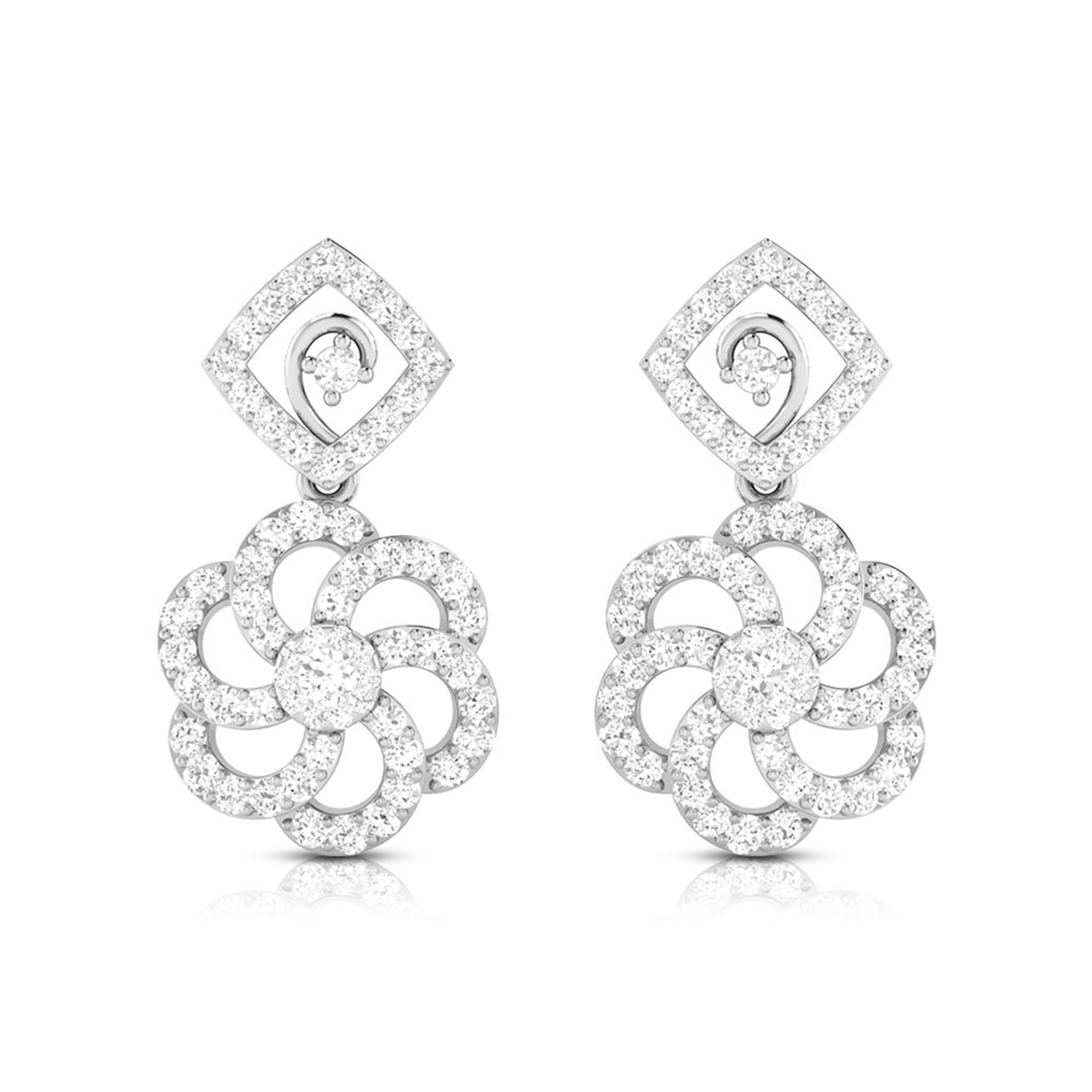 Beautiful Hanging Clusters Platinum Earrings with Diamonds for Women JL PT E NK-15  VVS-GH Jewelove.US