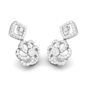 Beautiful Hanging Clusters Platinum Earrings with Diamonds for Women JL PT E NK-15   Jewelove.US