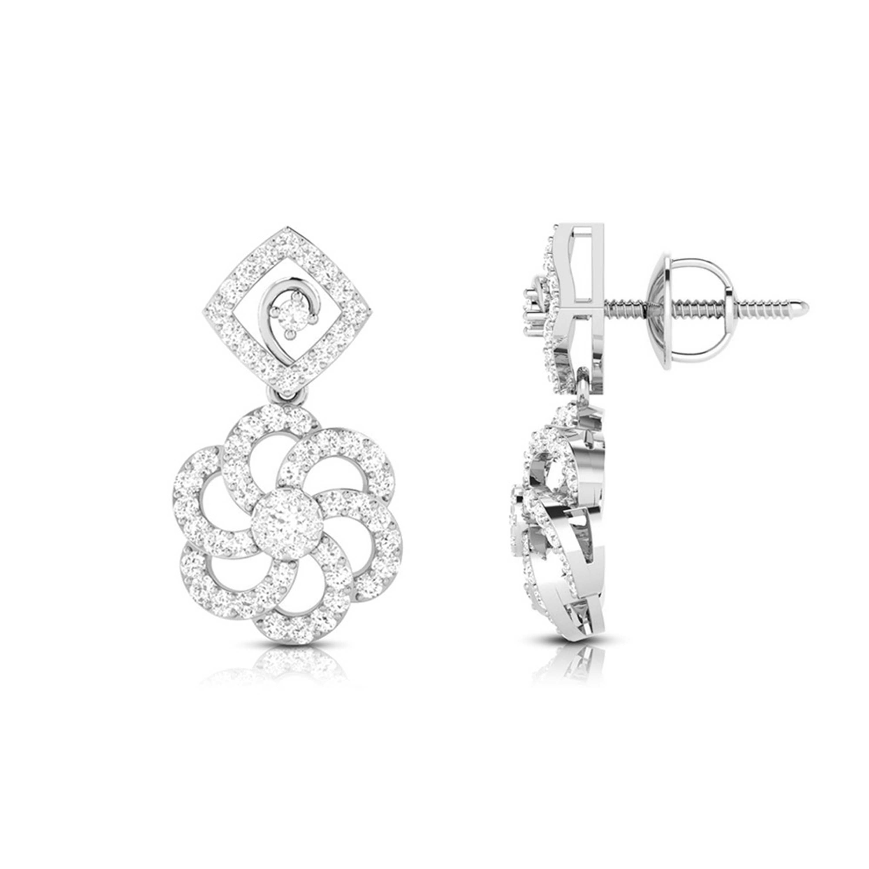 Beautiful Hanging Clusters Platinum Earrings with Diamonds for Women JL PT E NK-15   Jewelove.US