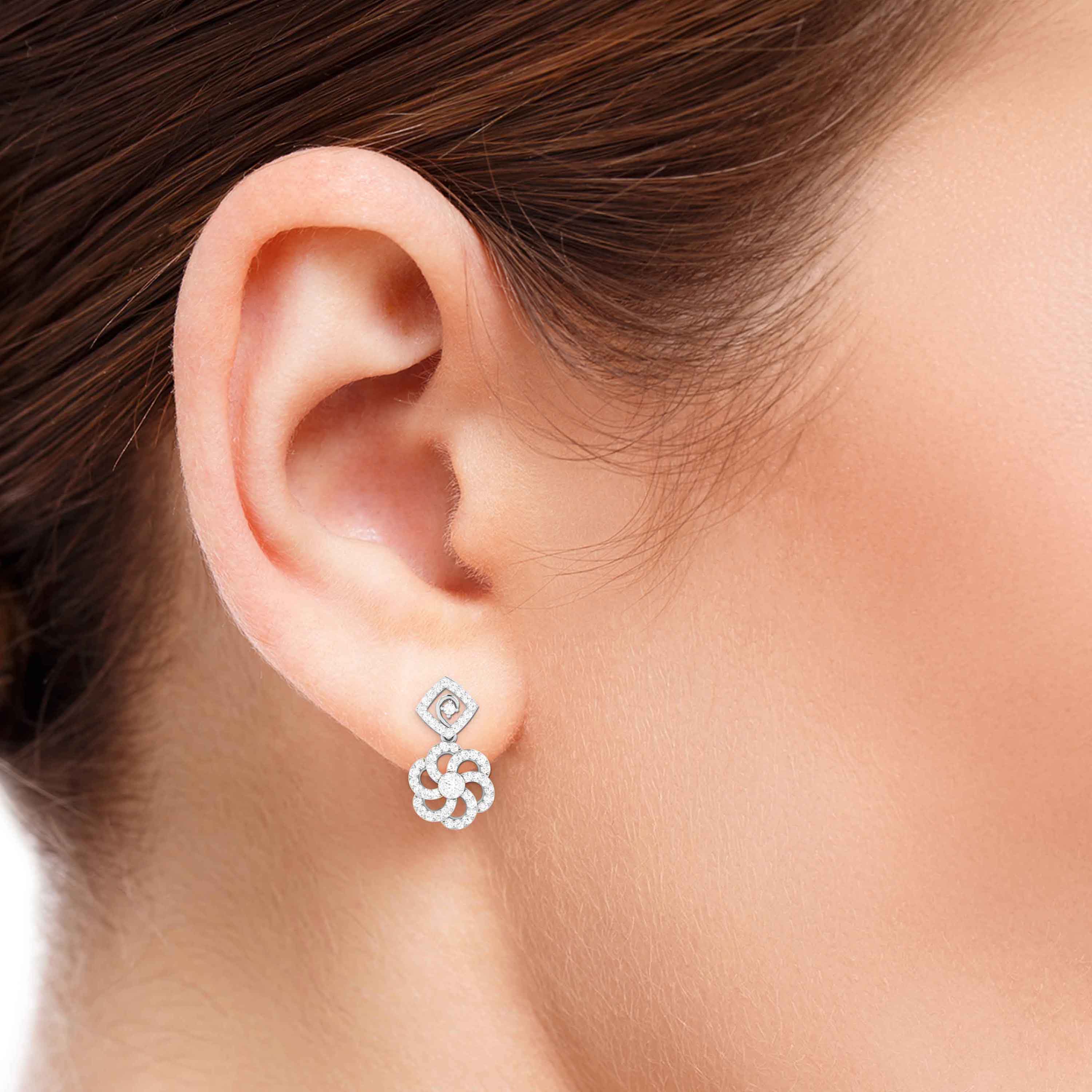 Beautiful Hanging Clusters Platinum Earrings with Diamonds for Women JL PT E NK-15   Jewelove.US