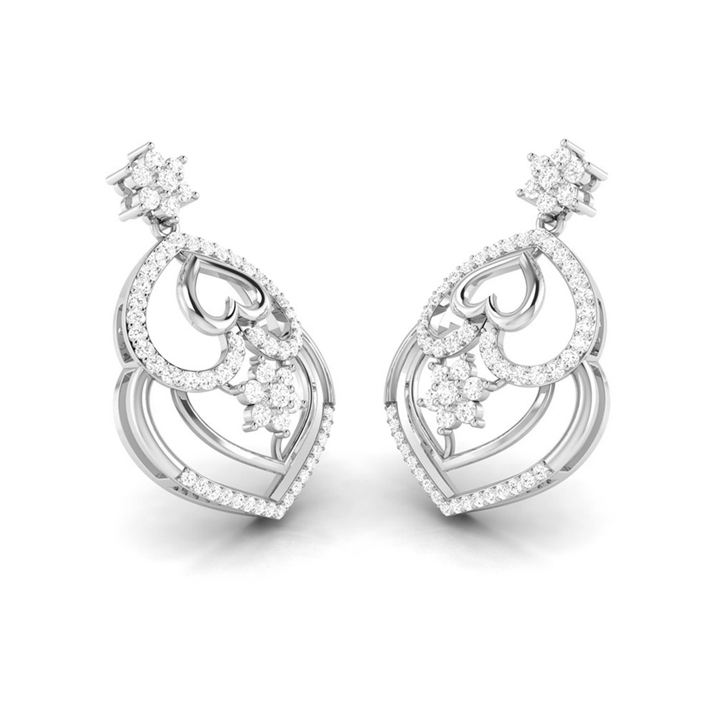 Designer Platinum Earrings with Diamonds for Women JL PT E NK-53   Jewelove.US