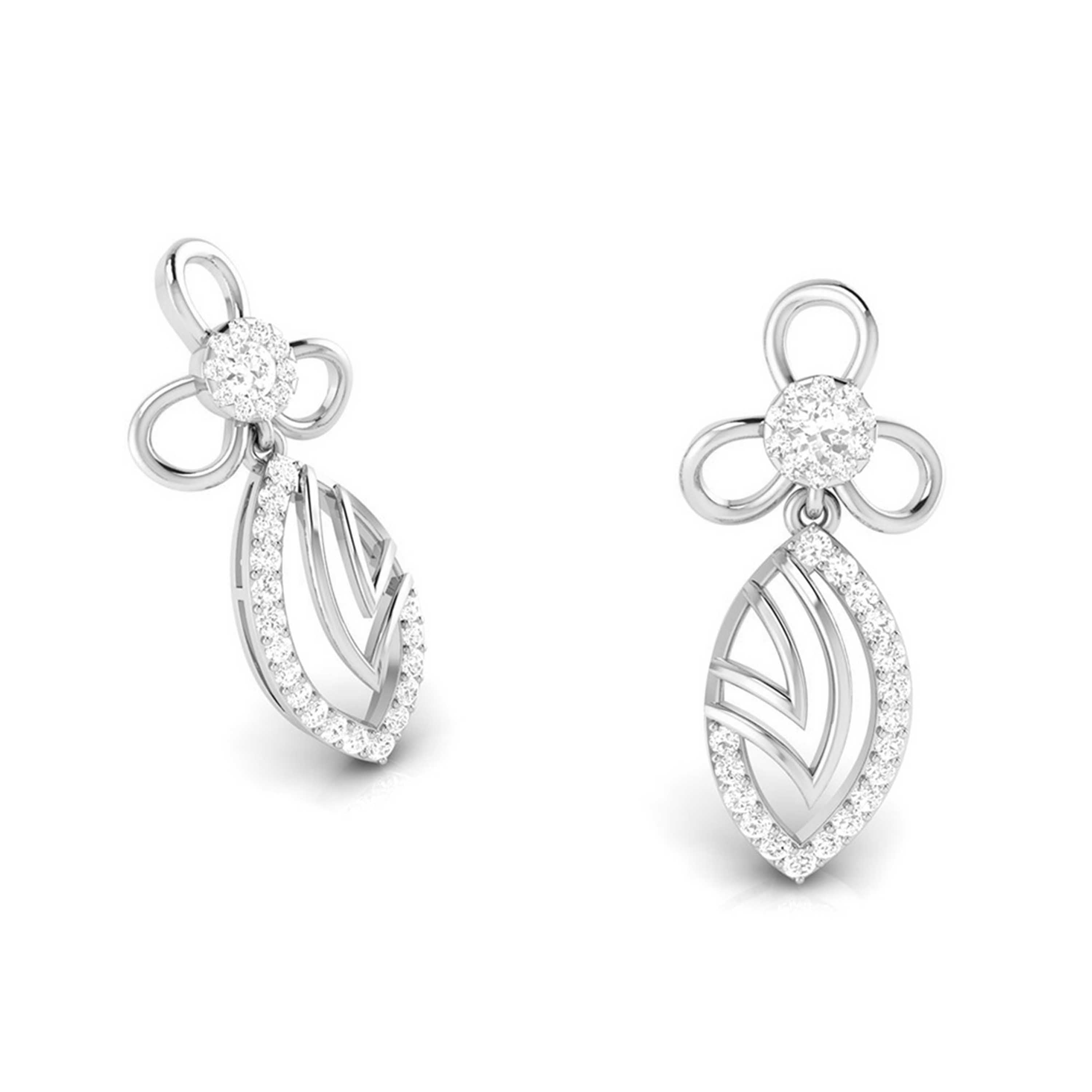 Designer Platinum Earrings with Diamonds for Women JL PT E NK-57