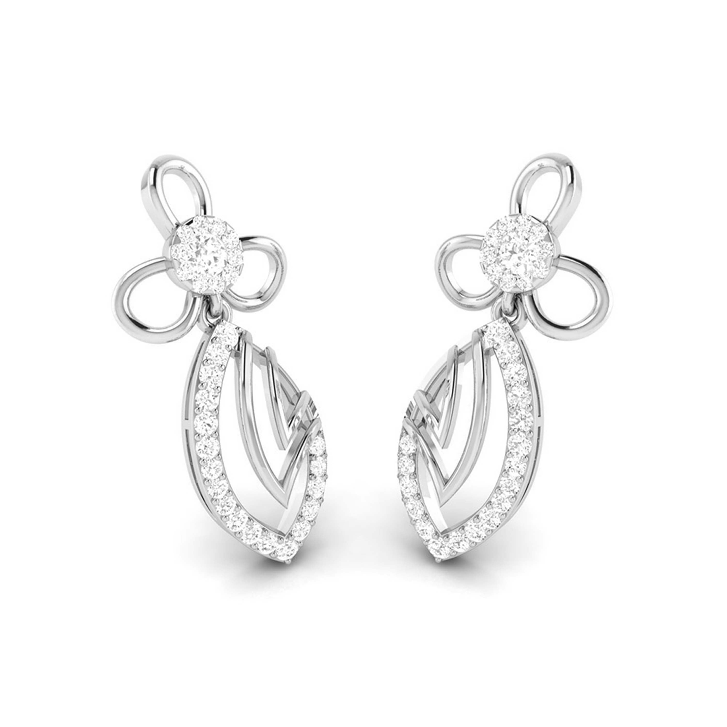 Designer Platinum Earrings with Diamonds for Women JL PT E NK-57